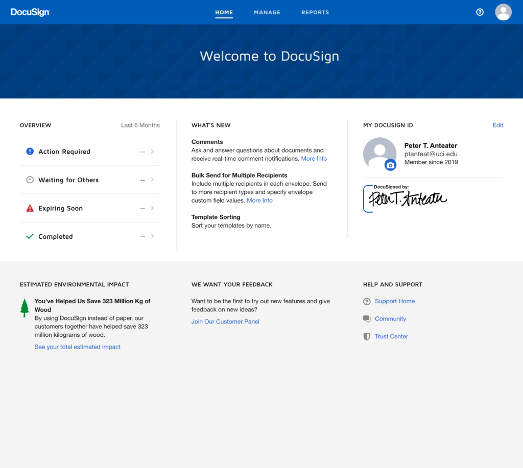 DocuSign interface for non-employees